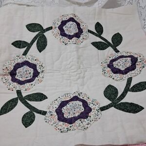 Hand Quilted Quilt Square‎ Floral Applique Unfinished Project Craft Supply